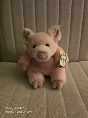 Manhattan Toy Sweet Peachy Pink Pig Plush Piglet Curly Tail Vintage 1999 10"